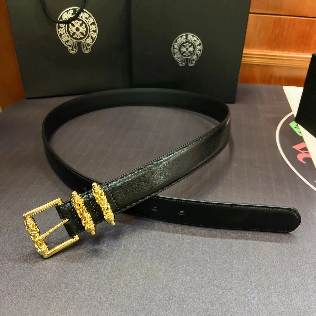 𝐂𝐡𝐫𝐨𝐦𝐞𝐇𝐞𝐚𝐫𝐭𝐬 Kroxin rotating roller pin buckle belt (fixed version), brass-plated real gold buckle and imported wax leather belt, very cool. Width 3.0cmp520